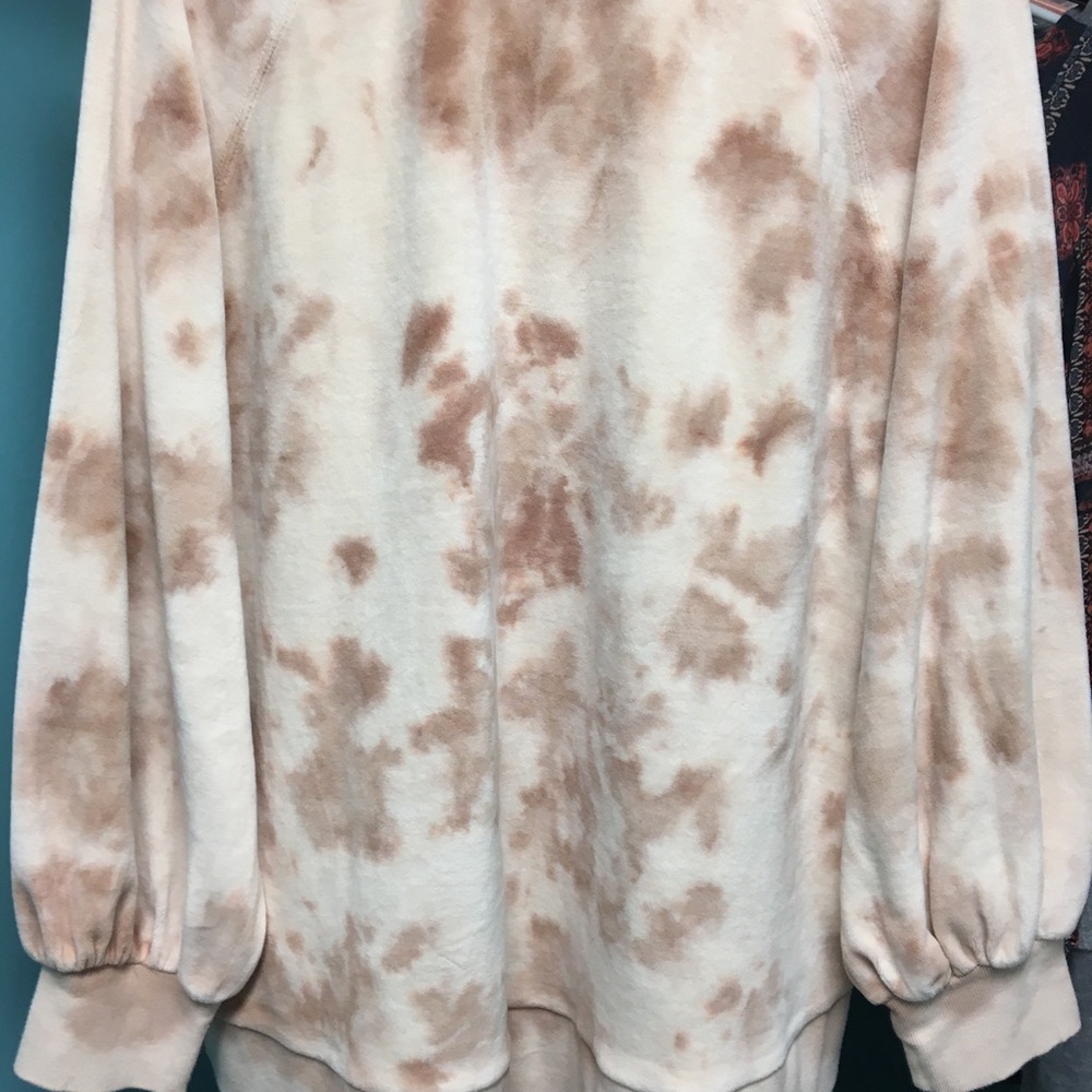 Worn- no tags. Democracy Peach Tie-Dye V-Neck Sweatshirt - Picture 2 of 2